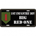 LICENSE PLATE - ARMY , 1ST INFANTRY DIV. - BIG RED ONE LICENSE PLATE - ARMY , 1ST INFANTRY DIV. - BIG RED ONE
